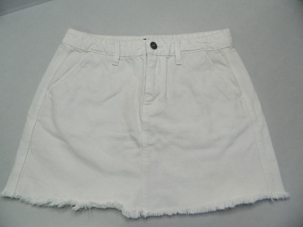 KANCAN Jean White Distress Mini Skirt Size Medium